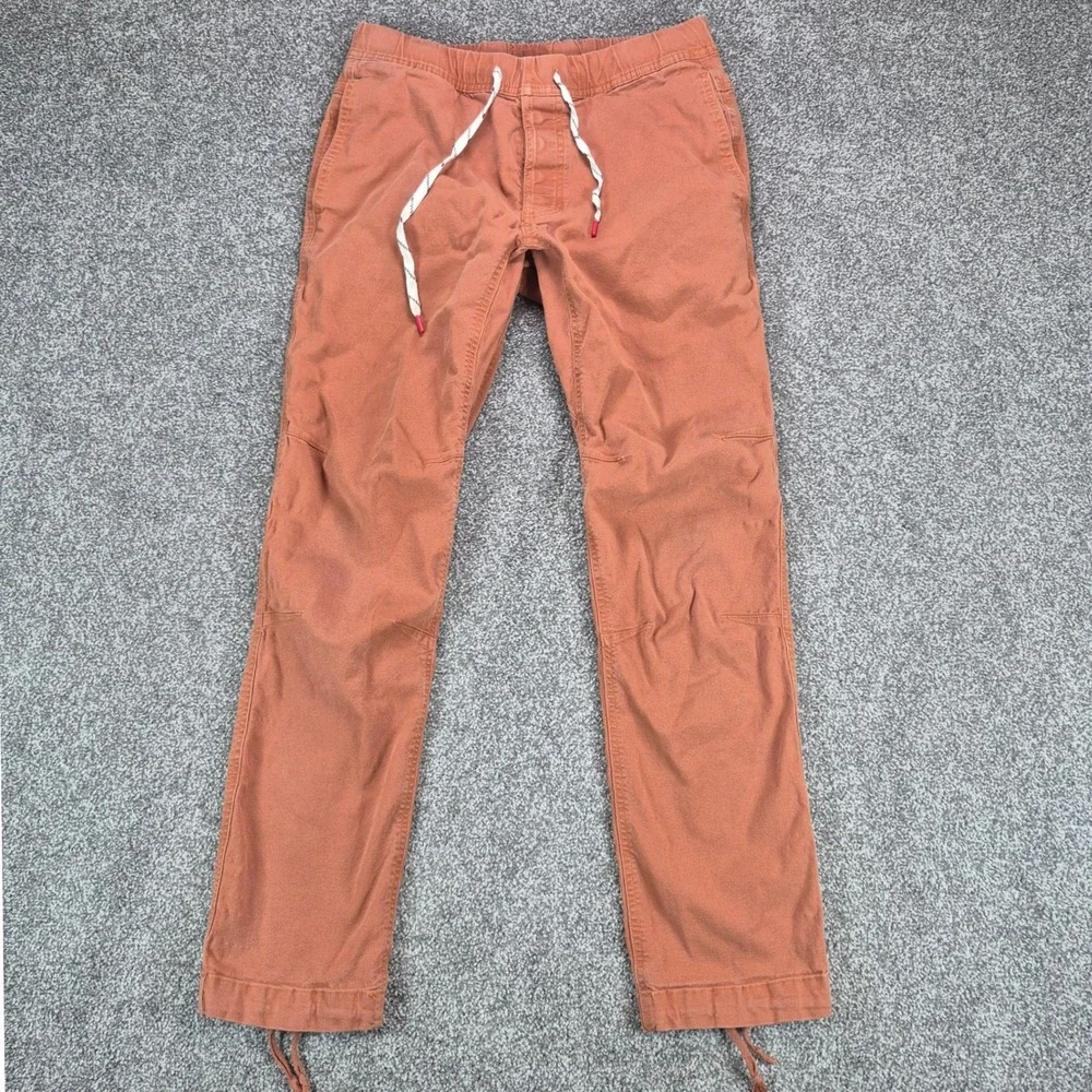 Topo Designs Dirt Pants Mens Medium Burnt Orange Drawstring Hiking Canvas